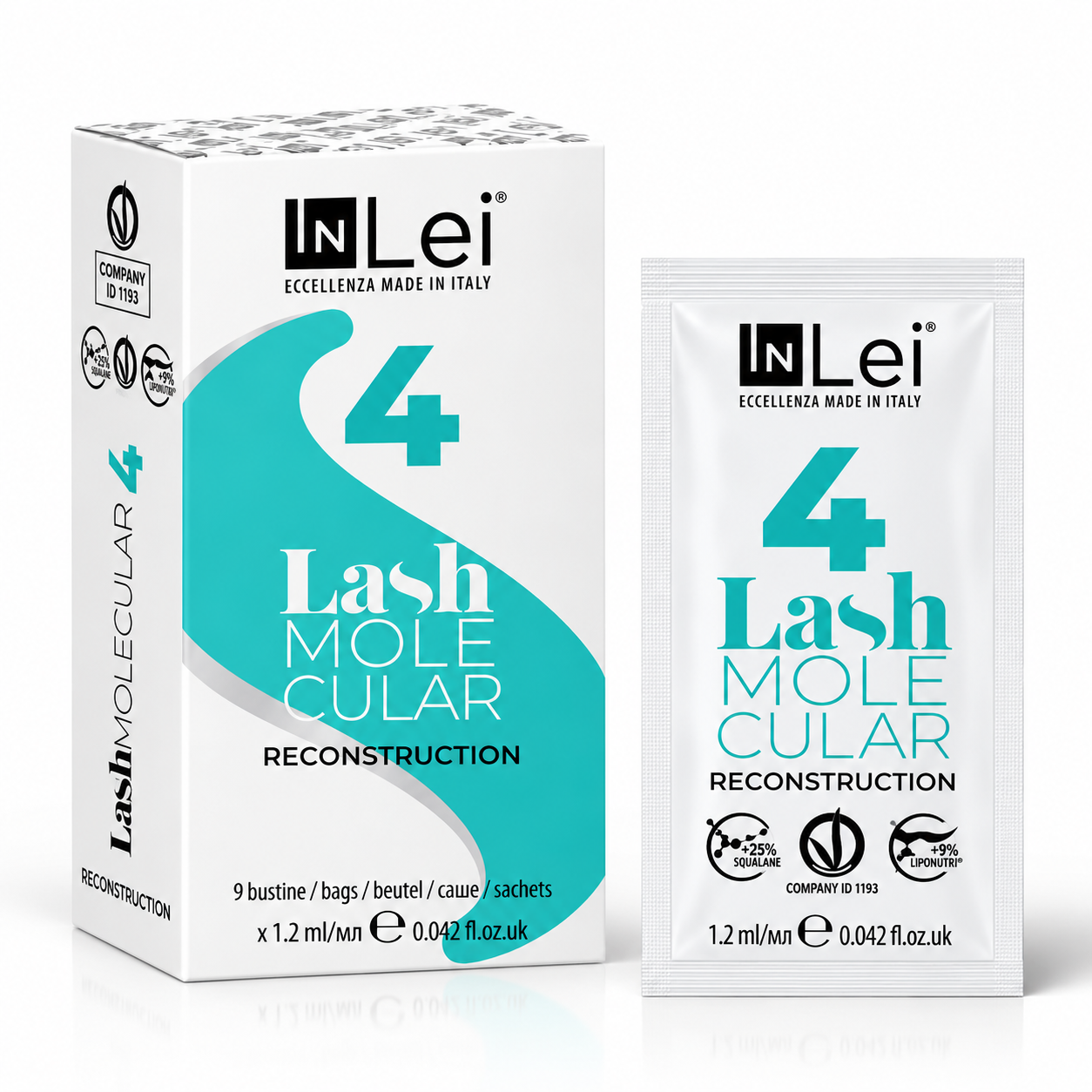 InLei® "LASH MOLECULAR 4" molekulare Rekonstruktion für Wimpern und Augenbrauen Sashets. 10.8 ml.