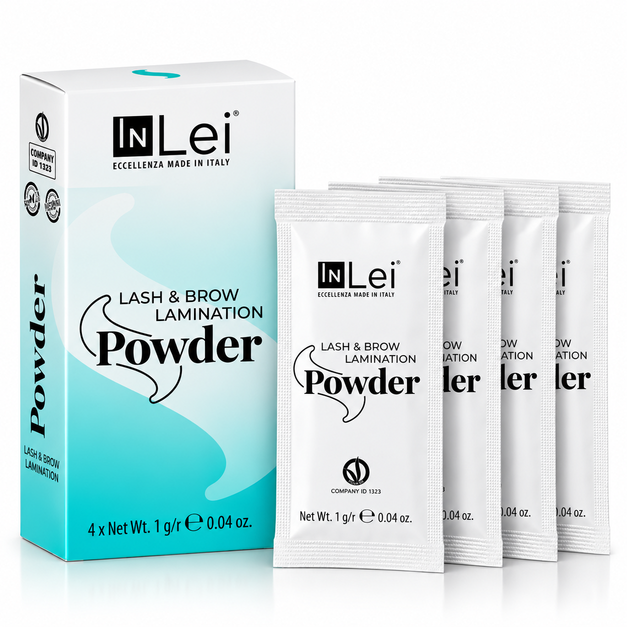 InLei® S-POWDER – Pulver für koreanische Laminierung von Wimpern & Augenbrauen 4x1g.